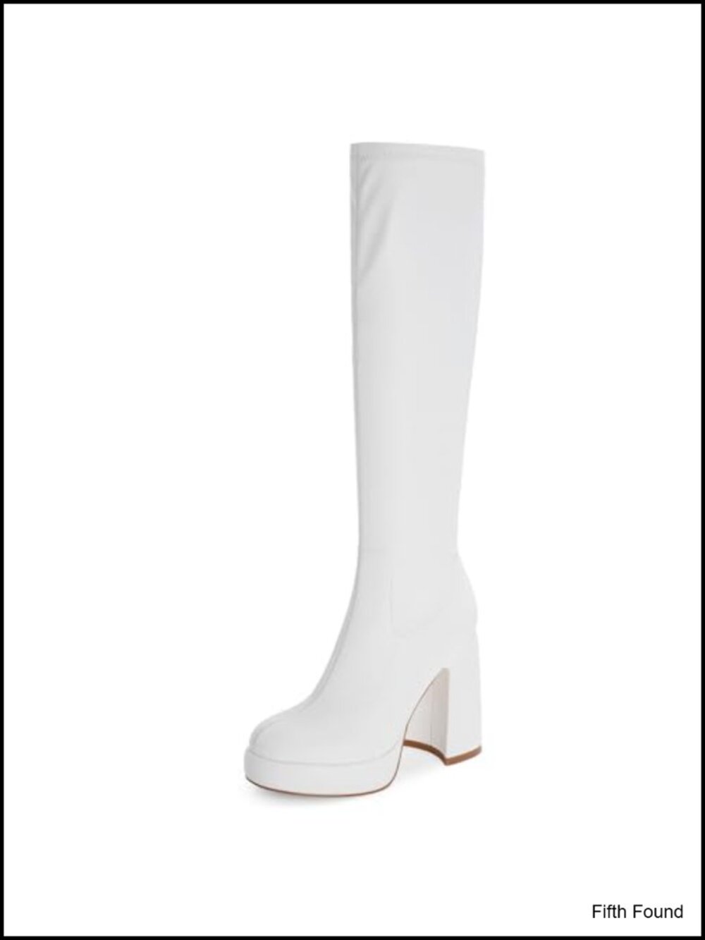 Platform Knee High Boots Chunky Heel Side Zipper Elastic PU Leather